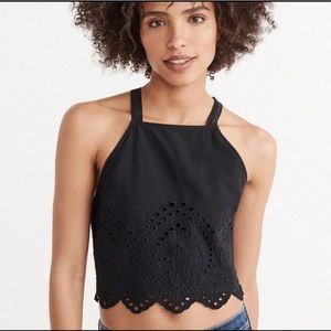 Abercrombie Black Eyelet Cropped Top